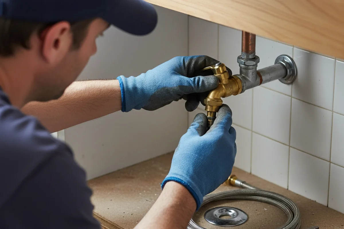 Shutoff valve and fitting work during Burst Pipe Repair in Durand